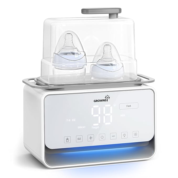 GROWSNY Fast Baby Bottle Warmer, 12-in-1 Milk Warmer with Steam and Water Bath Warming Modes for Breastmilk &Formula, Food Heating,with Thaw, Steri-lize, Egg Boil Function, Fits Most Types of Bottles