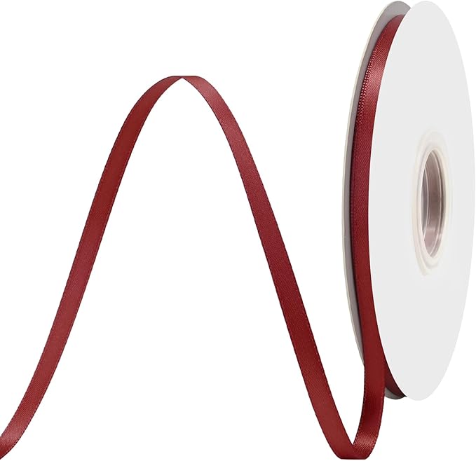 Sherry Satin Ribbon 1/4" X 50 Yards Solid Color Double Faced Ribbons Perfect for Crafts Wedding Decor Bow Making Arts Sewing and More