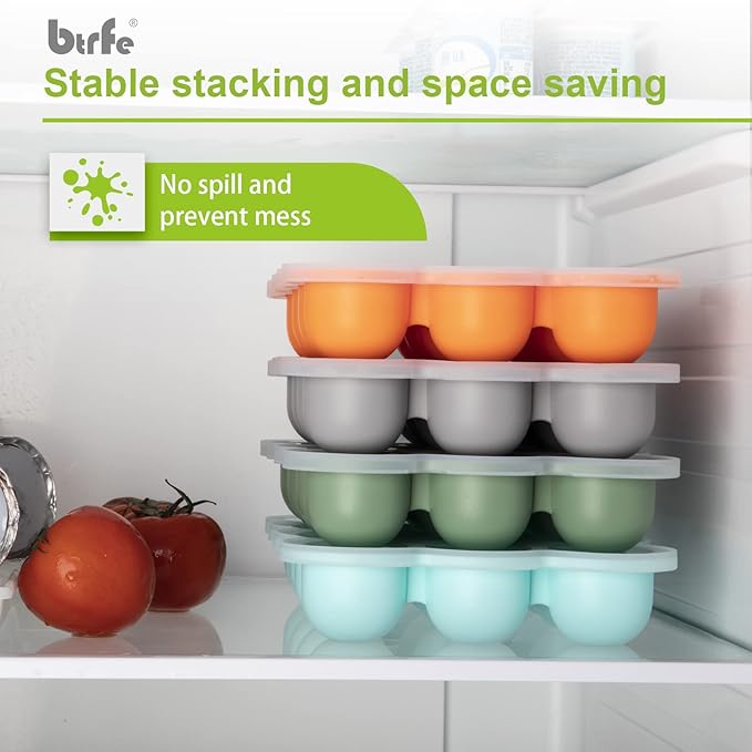 Baby Food Storage Container - 1.5oz x 12 Pods Silicone Freezer Tray with Lid for Homemade Baby Food, Fruit Purees, Vegetable & Breast Milk (Blue)
