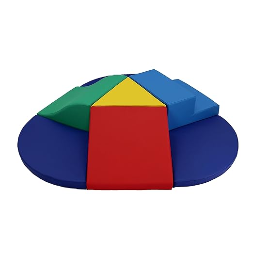 Factory Direct Partners 13800-AS SoftScape Toddler Playtime Junction 360 Climber Plus Side Pads, Indoor Active Play Structure for Toddlers and Kids; Safe Soft Foam (7-Piece) - Assorted