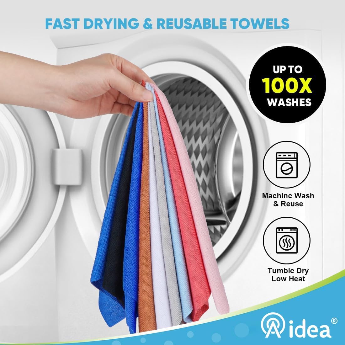 AIDEA Microfiber Cleaning Cloth, 165 Sheets(3 Roll), Micro Fiber Cloth for Cleaning Car, Reusable Paper Towels, Red Shop Rags for Automotive, Mechanic, Workshops, House,11×9"