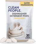 The Clean People Dishwasher Pods - Cuts Grease & Rinses Sparkling Clean - Residue-Free - Phosphate Free Dishwashing Pods - Lemon, 30 Pack