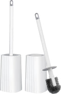 Toilet Brush & Holder Set, 2 Pack Toilet Brushes for Bathroom with Holder, Lightweight Plastic Handle, Space Saving for Storage, Deep Cleaning, Drip-Proof, Easy to Assemble