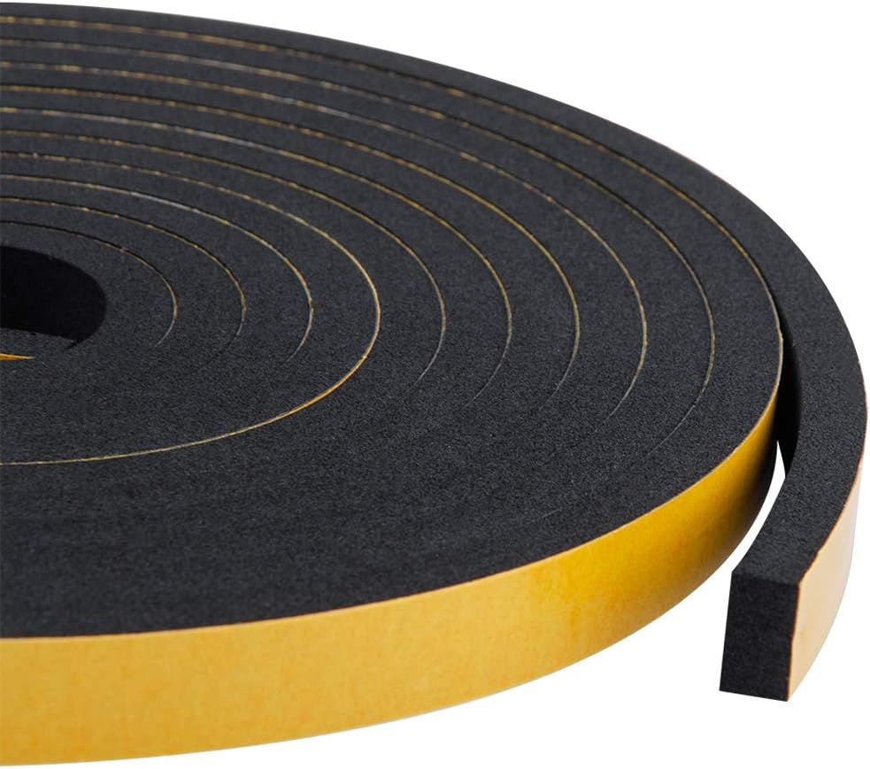 Neoprene Weather Stripping 2-Pack, 1/2 Inch Wide X 1/4 Inch Thick, High Density Foam Tape for Doors & Windows Insulation (26 Feet Total, 13 Feet/Roll)