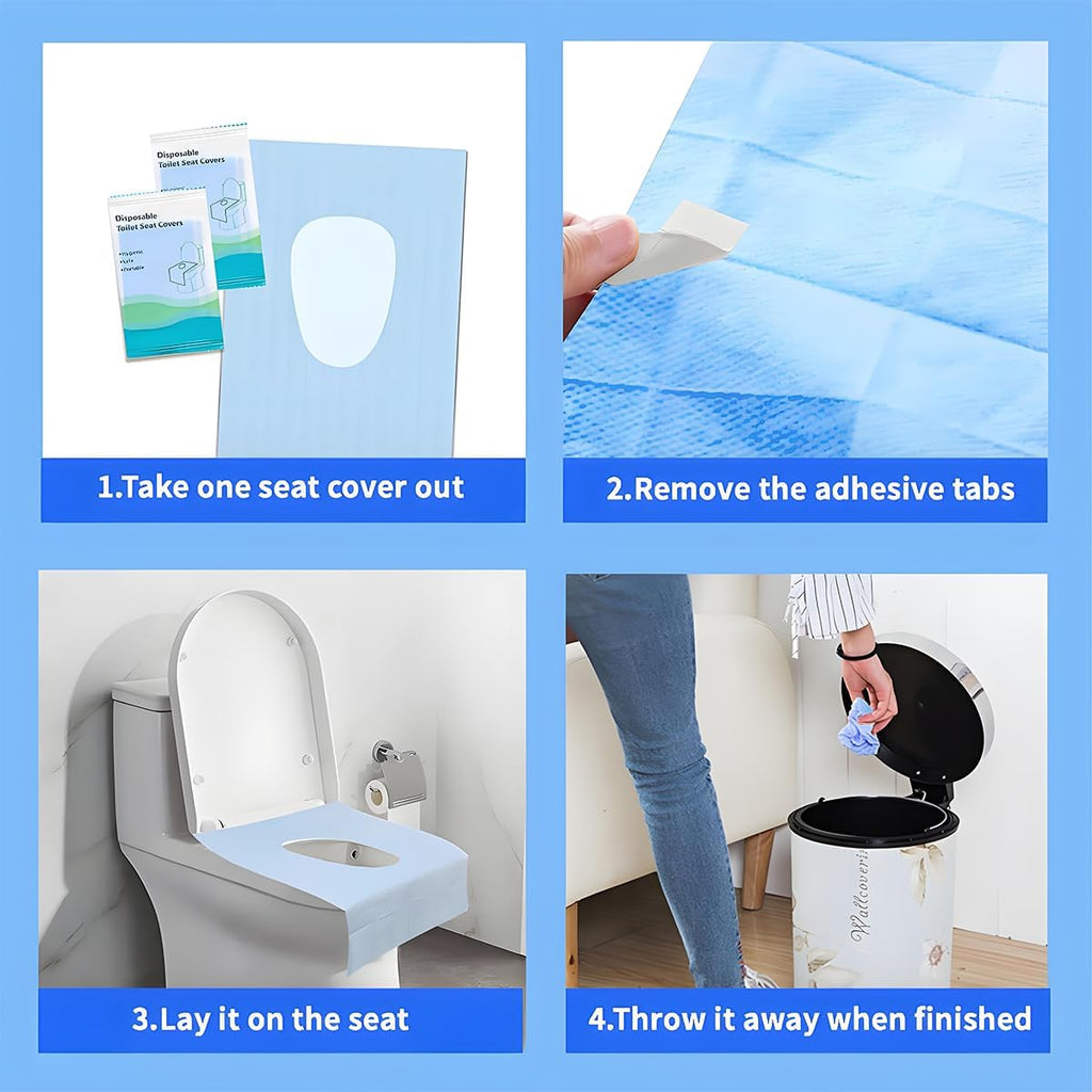 500-Pack XL Disposable Toilet Seat Covers, 16 × 24 inches Waterproof Individually Wrapped, Travel Toilet Liners for Adults & Kids, Bulk Portable for Public Restroom, Hotel, Hospital, Airplane Blue