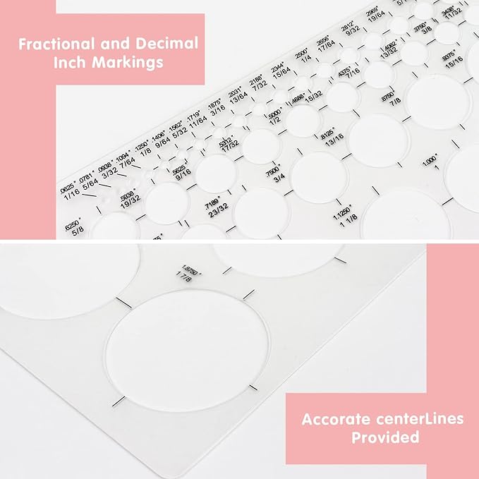 Tamaki Circle Template Circle Round Stencil Templates for Drafting for Office and School Building Formwork Drawings Templates, Large and Small Size, 3 Pack