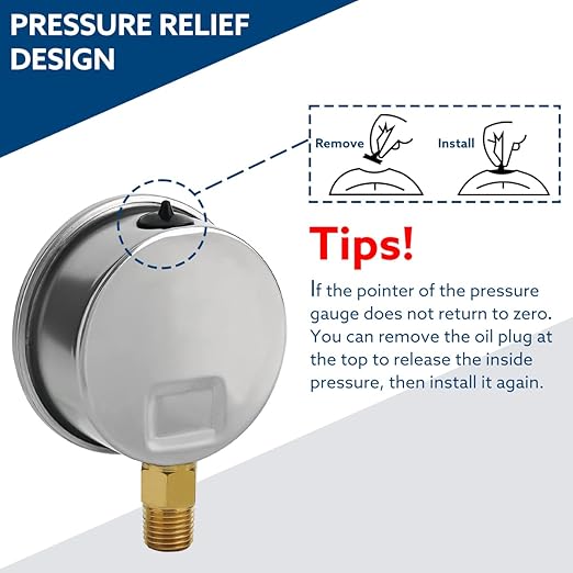SENCTRL 160 Psi Lead-Free Glycerin Liquid Filled Low Pressure Gauge, 2.5" Dial Size, 1/4" NPT Lower Mount, Stainless Steel Case, for Home Potable Water Pump, Air, Well, RV Hose, Pressure Test