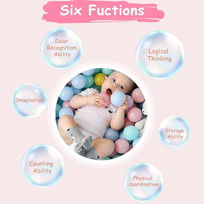Vanland Ball Pit Balls for Baby and Toddler Phthalate Free BPA Free Crush Proof Plastic - Multicolored Pit Balls in Reusable Play Toys for Kids with Storage Bag