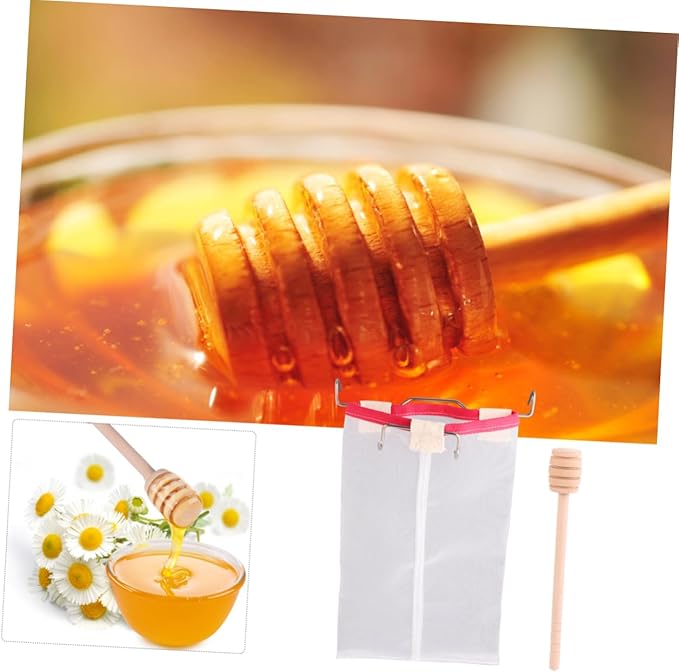 Mikinona Honey Strainer Filter Net Mesh Filter Net for Honey Extraction Lightweight Portable Nylon Material