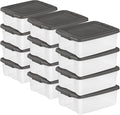 Sterilite 12-Pack ShelfTote, Clear Plastic Storage Bins with Lids, 25 Quart, Gray - Stackable Organizing Container Boxes for Closet, Bathroom, and Office