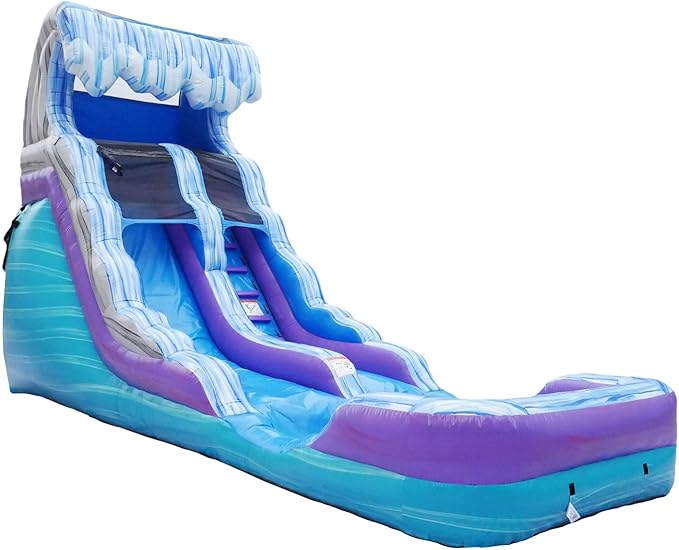 HeroKiddo Ocean Wave 16' Commercial Grade Inflatable Water Slide with Attached Pool and Drainage for Kids and Adults (with Blower), Outdoor Indoor, Birthday Party, Rental Quality, Big Inflatable