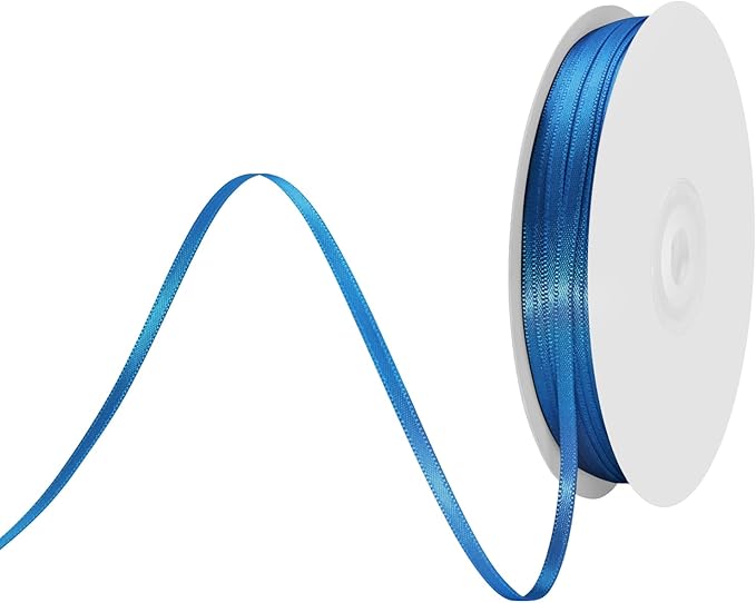 1/8" X 100 Yards Royal Blue Satin Thin Ribbon Solid Color Double Faced Ribbons Perfect for Crafts Wedding Decor Bow Making Arts Sewing and More