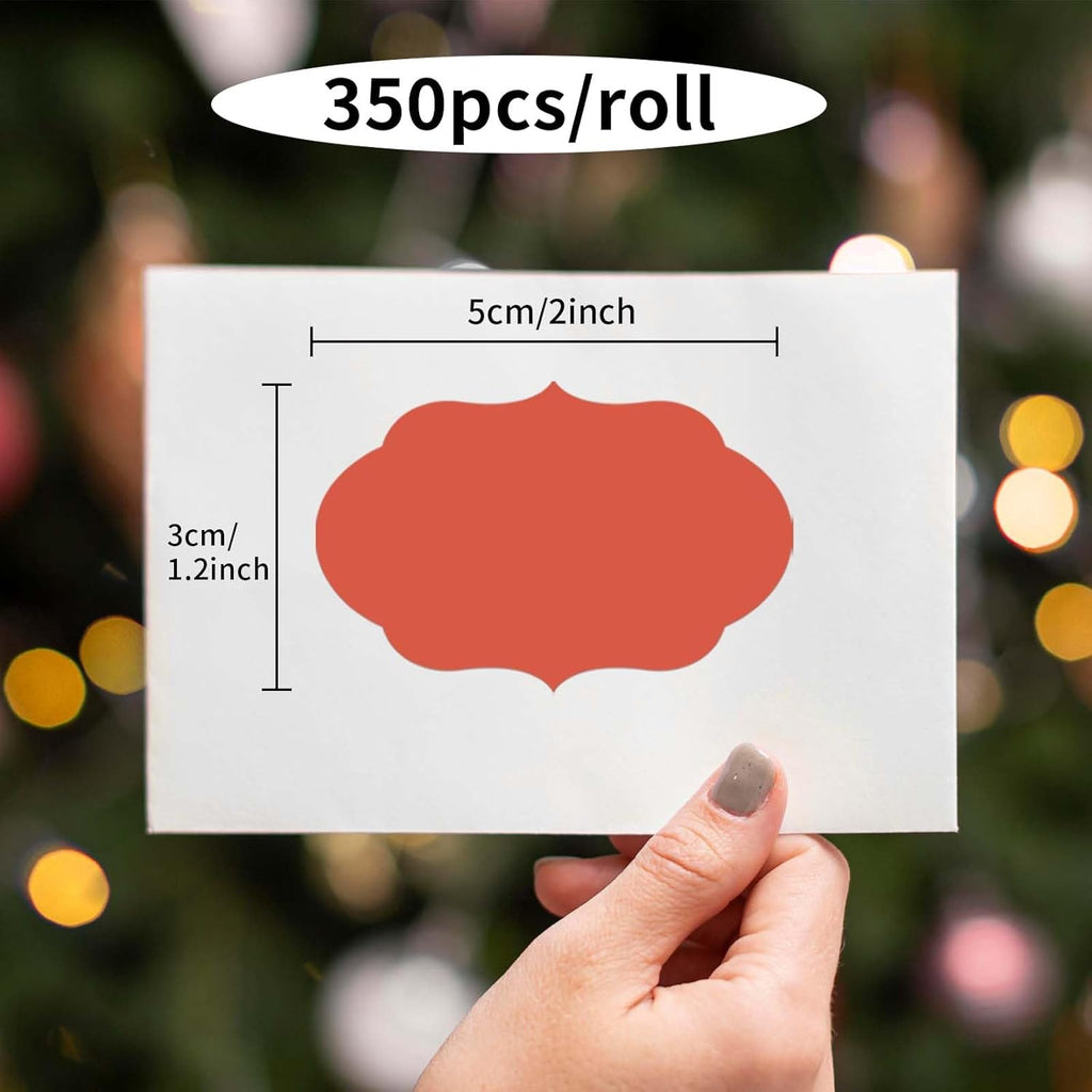 350 PCS Gift Tags Stickers Name Labels Stickers,2" x 1.2" Fancy Shape Stickers Self-Adhesive Handmade Bottle All-Purpose Jar Labels for Presents Cosmetic Decoration Jars Food Craft (Red)