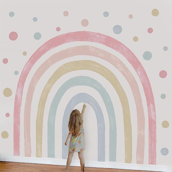 Colorful Polka Dot Wall Decals 36 PCS, Watercolor Dots Wall Sticker for Girls Bedroom Removable Wall Decals Nursery Kids Room Decor (6 Sheets)