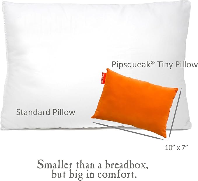 Pipsqueak Microfiber Pillow - Small, Mini, Tiny - 11 x 7 in - Perfect for Travel, Cars, Airplanes, Camping, Dogs, Toddlers, Kids, Lumbar, Knees and Neck - Ages 2 Yrs and Up