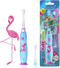 Brush‑Baby - KidzSonic Flamingo Kids Electric Toothbrush for Ages 3+ with Disco LED Lights, Gentle Sonic Vibrations, 2-Minute Smart Timer & 30‑Second Pulse Reminders – AAA Battery Included