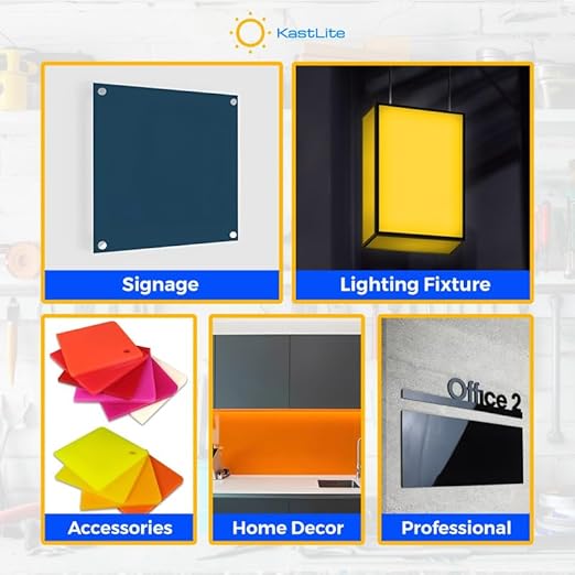 KastLite Colored Acrylic Sheets Nominal 12" x 24" - Plastic Sheet Easy to Cut, Saw, Shape, Laser Cut - Ideal for Arts & Crafts & DIY Projects- Durable, Lightweight, Scratch Resistant - Blue 8 Pack
