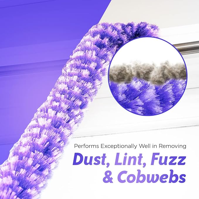 Fuller Brush Furry Wand Duster - 30" Netted Fiber Cleaner - Bendable Hand Sweeper Cleans Dust Dirt Lint & Cobwebs on Window Blinds Shelves Counters & More