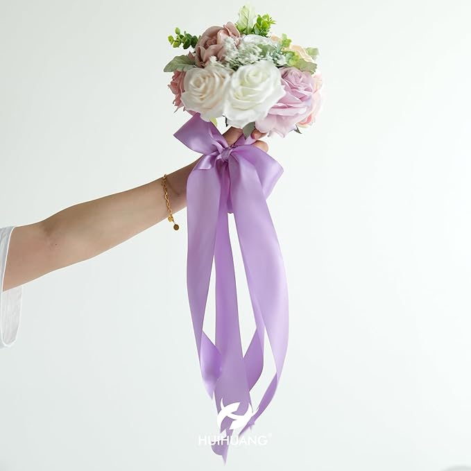 HUIHUANG Lilac Satin Ribbon 2 inch Wide Double Faced Satin Ribbon Lilac Purple Ribbon for Gift Wrapping, Bows Making, Flower Bouquet, DIY Crafts, Bridal Shower, Holiday Party Decor-25 Yards/Roll