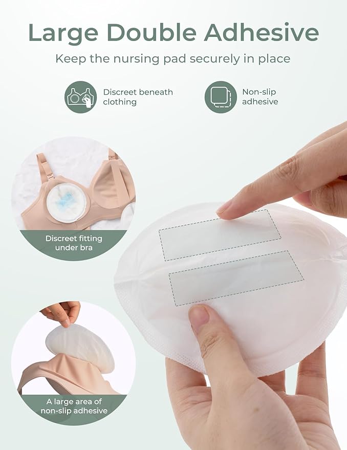Momcozy Bamboo Disposable Nursing Pads, Advanced Blue Core for Ultra-Absorbent, Leakproof & 3D Design, Biodegradable for Sensitive Skin, Individually Wrapped, 120 Count