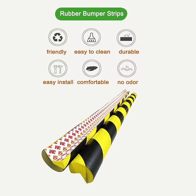 L-Shaped/Circular Edge Protector – 19" Durable Polyurethane Foam, High-Visibility Yellow/Black Stripes & Corner Safety Bumper for Impact Protection