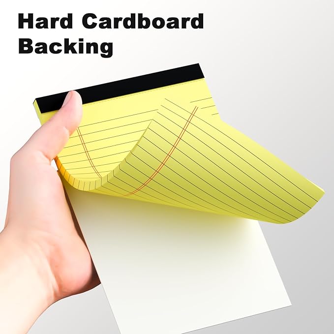6pcs Small Note Pad 5x8 College Ruled Legal Pads Paper Notepads 6 Pack Study Back Writing Pads 5 x 8 Legal Pads Perforated Narrow Ruled Pads of Paper Yellow