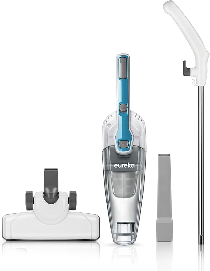 Eureka Corded Stick Vacuum Cleaner for Home Pet Hair, Lightweight Stick Vacuum Cleaner with Powerful Suction for Carpet Tile and Hard Floor, Aqua Blue, 3-in-1 Handheld Vac NES100