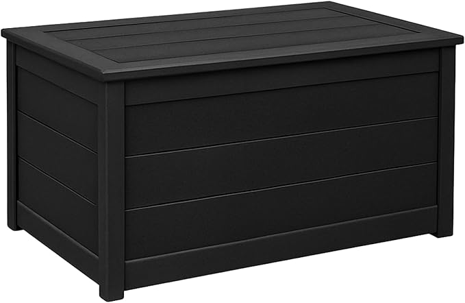 DutchCrafters Poly Waterproof Outdoor Deck Box 200-Gallon Large Deck Box Weatherproof Storage for Pool Decor, Porch Packages, Pool Towel Holder, Holds Up To 10 Cushions - Amish Made in USA (Black)
