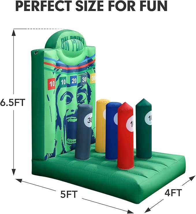 Inflatable Carnival Game with Built-in Blower, Portable Fun Toss Game for Backyard, Outdoor Carnival & Party