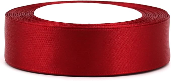 Deep red Solid Satin Ribbon 1 Inch 25 Yards Solid Polyester Fabric Ribbon for Gift Wrapping Wedding Christmas Baby Shower Birthday Party Decoration Handmade Immortal Flower Craft