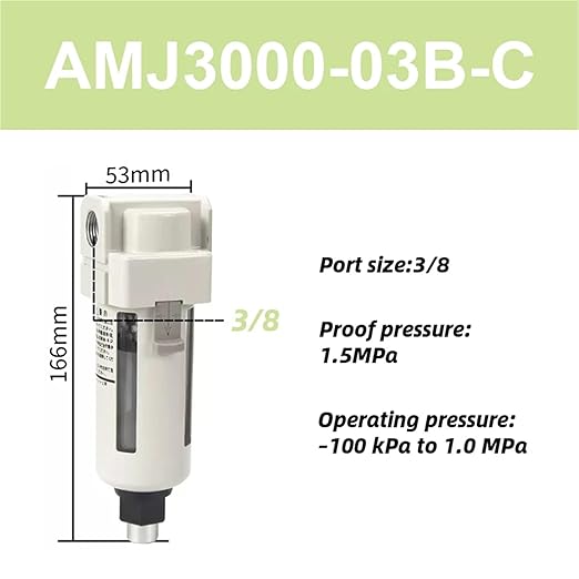 Vacuum Water Droplet Separator Pipeline Filter Negative Pressure Element AMJ AMJ3000-03B AMJ4000-04B-C 1Pcs(AMJ3000-03B-C)