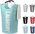 DOKEHOM 125L X-Large Collapsible Washing Laundry Basket Bag (7 Colors) for Bedroom, Fabric (Light Blue, XL)