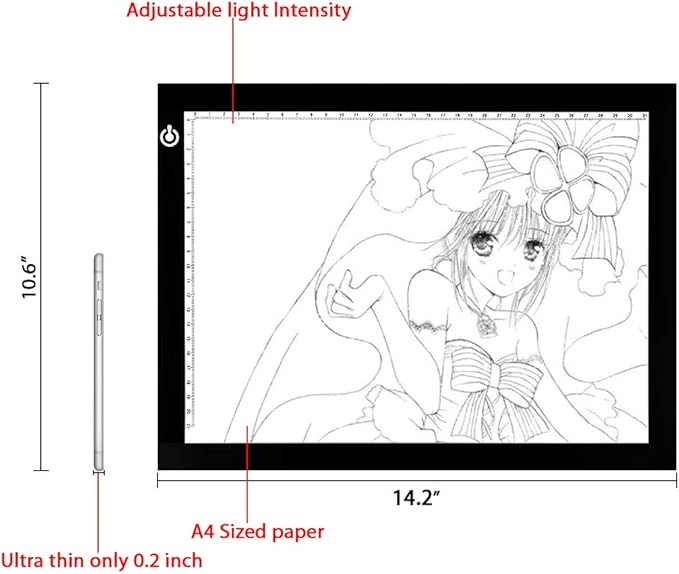 LitEnergy A4 LED Copy Board Light Tracing Box, Ultra-Thin Adjustable USB Power Artcraft LED Trace Light Pad for Tattoo Transferring, Drawing, Streaming, Sketching, Animation, Stenciling