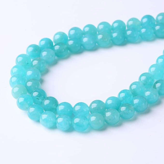 90PCS 4MM Lake Blue Chalcedony Natural Gemstone Round Stone Beads for Jewelry Making DIY Energy Stone Healing Power Bracelet 15"