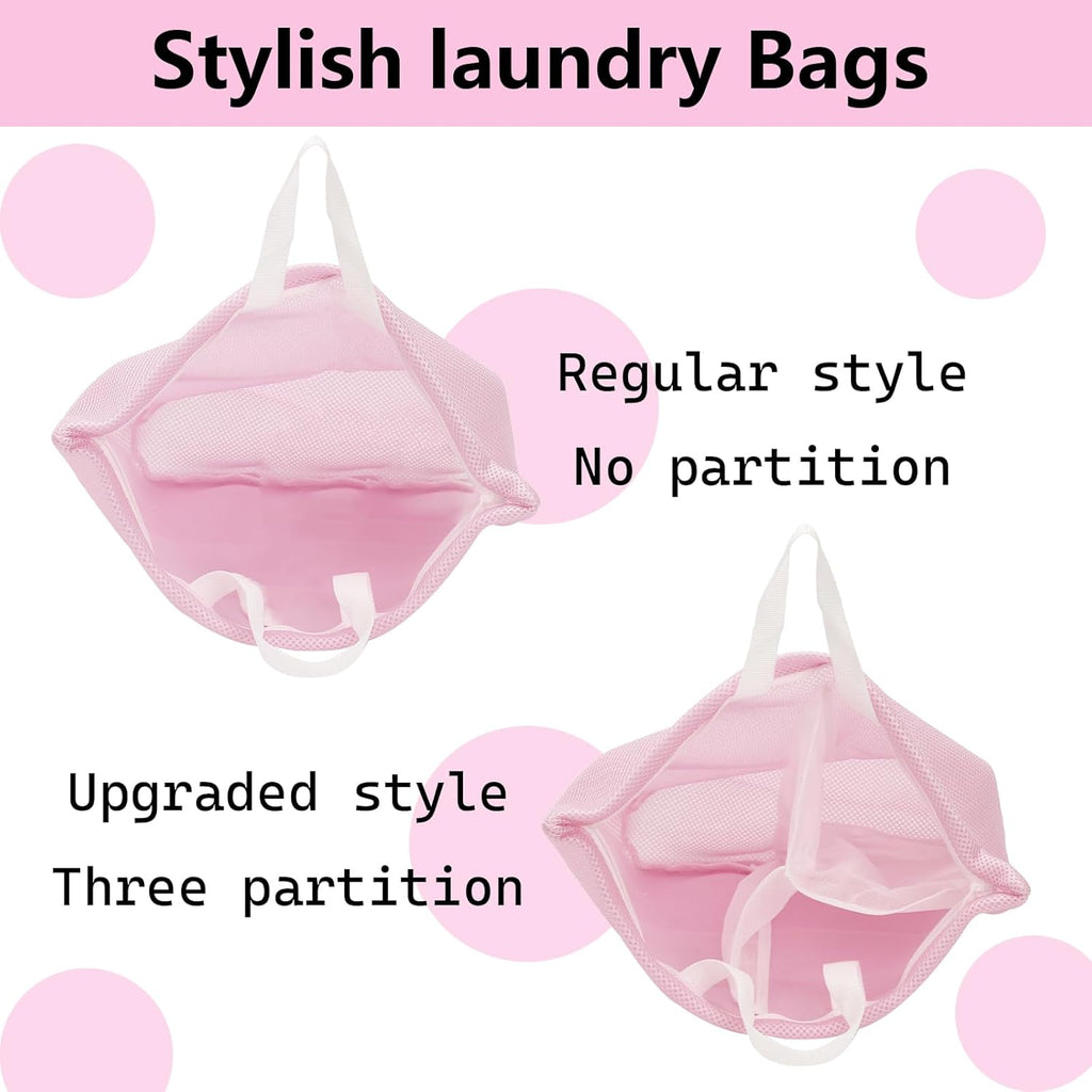 laundry bag with handles mesh laundry bags washing machine laundry totes travel storage and sorting bag for Clothes laundry bag for delicates(Pink)