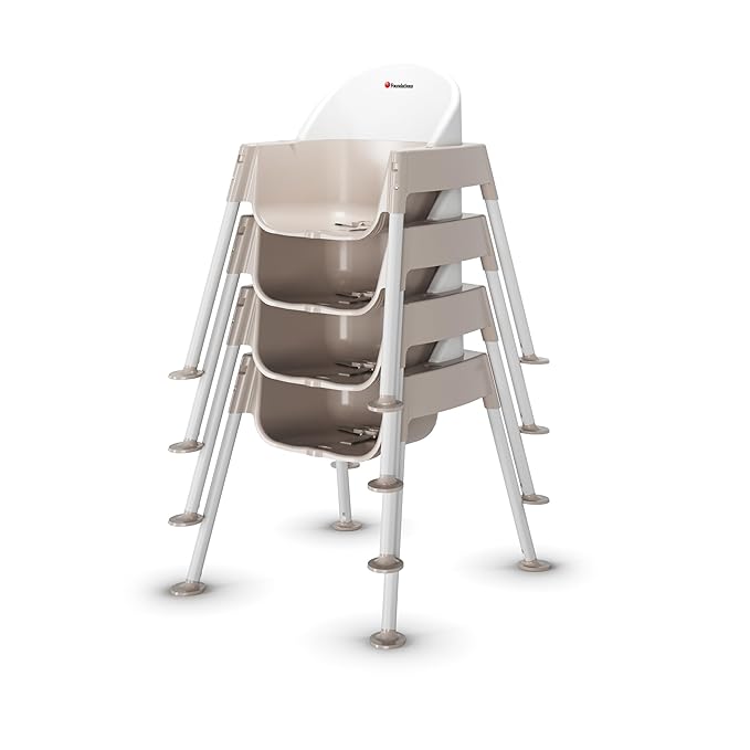 Foundations Secure Sitter Feeding Chairs 3-Pack, No-Tip Feet, 3-Point Adjustable Harness, Removable Tray, Stackable Feeding Chairs (13 inch)