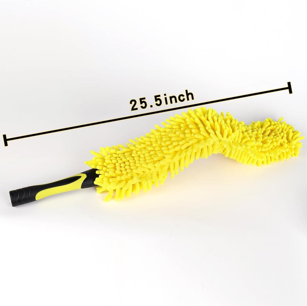 Flexible Fan Blade Cleaner Chenille Duster, Washable Hand Duster for High Ceiling, Removable & Bendable Brush Head Fits All Extension Poles with Standard US Acme Thread (Pole Sold Separately)