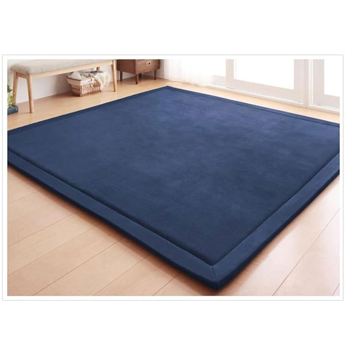 Loartee Coral Velvet Crawling Rug - Area Rug (5.0'x 6'8", Dark Blue) for Toddler Children Play Mat Yoga Mat Exercise Pads Carpet