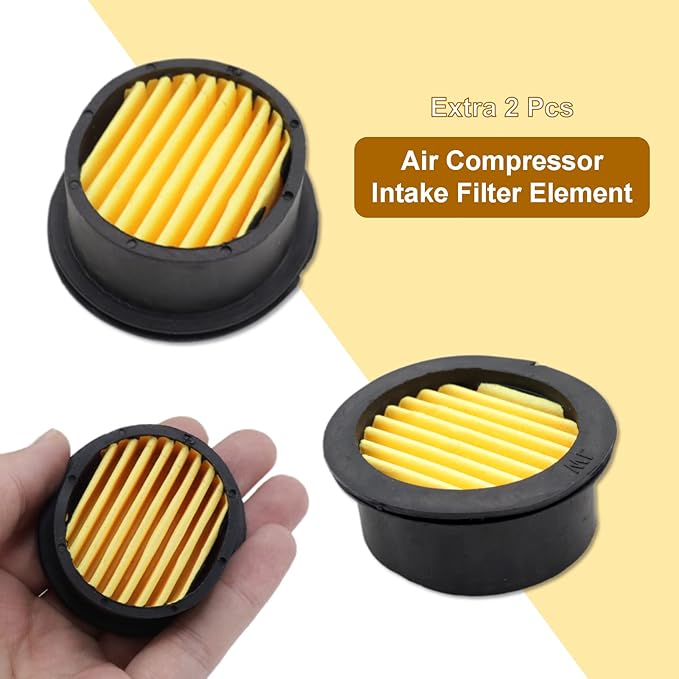 Pack of 2 Air Compressor Silencer with Replacement Elements, 1/2" Thread Air Compressor Intake Filter Silencer, 20mm Metal Air Compressor Filter Noise Muffler Replacement Parts