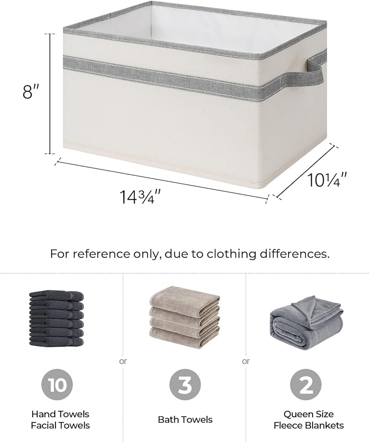 StorageWorks Storage Baskets for Shelves, Foldable Fabric Closet Storage Bins with Handles, Fabric Storage Bins Clothes Organizer, Beige and Gray, 3-Pack, Large