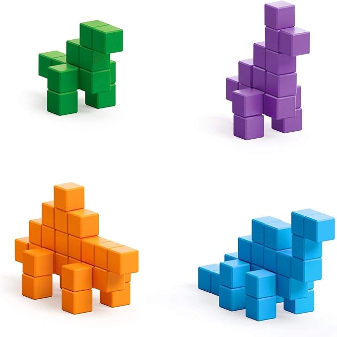 PIXIO Mini Dinos - Magnetic Blocks Building Toys in Pixel Art Style - Dinosaur Toys - Arts and Crafts Kids Toys - Building Blocks - Learning Toys - Mini Dinosaur Figures - 88 pcs
