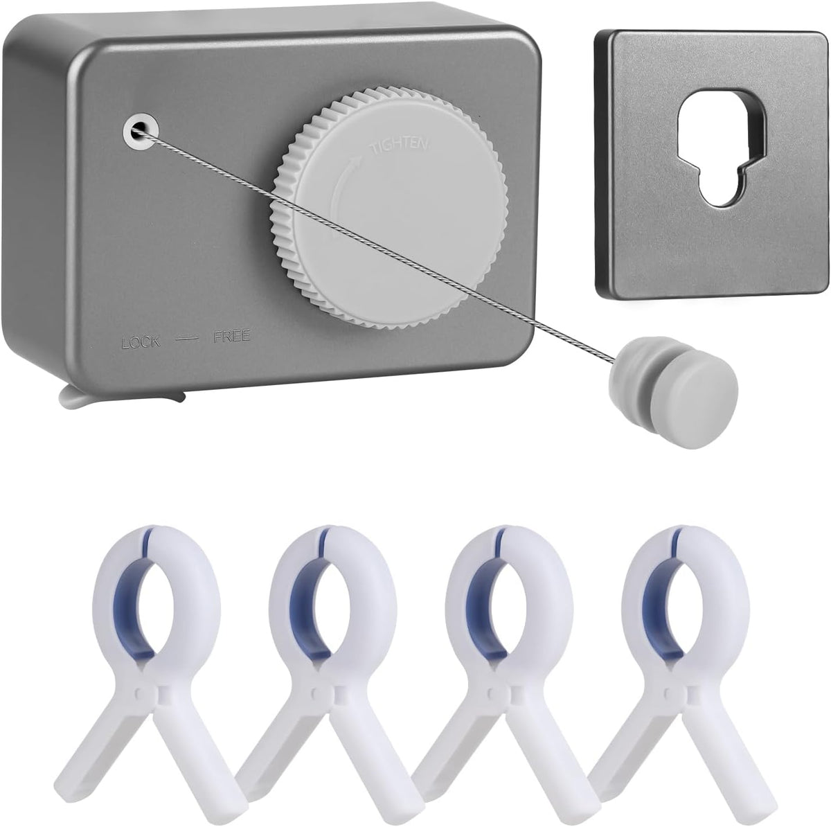 Retractable Clothesline Indoor/Outdoor, Anti-Sag for Drying Clothes Line Retracting Indoor/Outdoor, We Equipped This 13.8 Fts Laundry line Retractable with 4 Large Clips