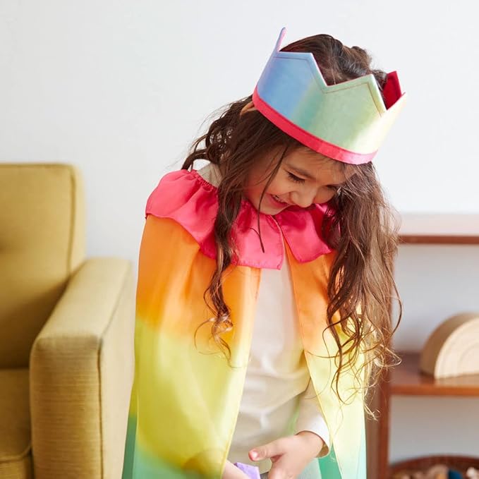 Sarah's Silks Rainbow/Rose 100% Silk Crown with Elastic Headband to Dress up as a Prince, Princess, Queen or King | Montessori Toy for Children Perfect for Imaginative Play