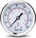 SENCTRL 0-160 Psi Pressure Gauge, 2" Dial, 1/4 NPT Back Mount, Waterproof, Stainless Steel Case, for Pneumatic Regulator Air Compressor RV Regulator Water Tire Pressure Test
