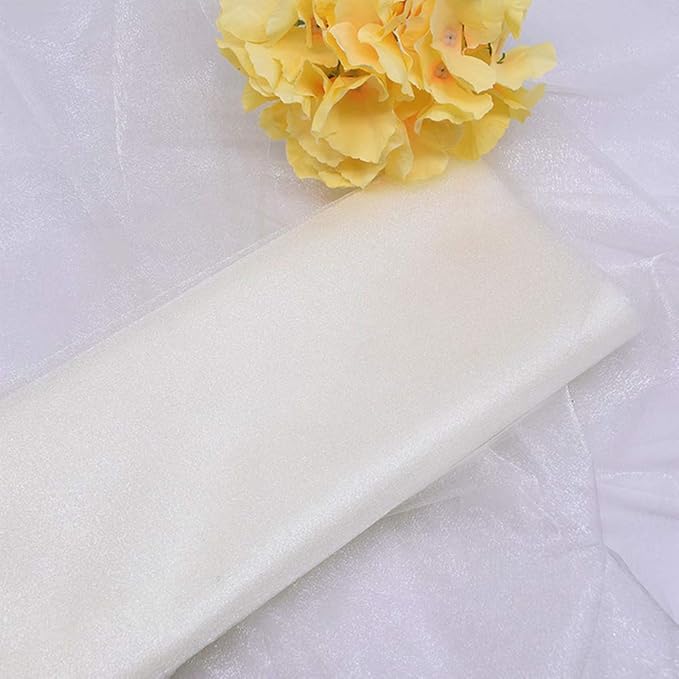 Crystal Organza Tulle Sheer Fabric Backdrop Curtains for Wedding Baby Shower Birthday Party Event Decor, 19” by 30 Yard (Ivory)