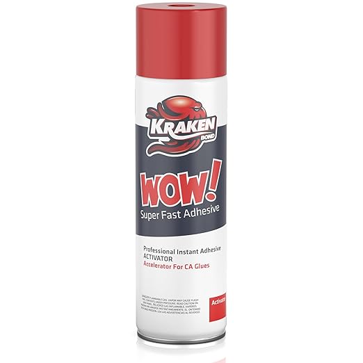 KRAKEN BOND Wow! Spray Adhesive Activator(1X16.9 Oz.) - Cyanoacrylate Super Glue Accelerator Spray for Plastic, Metal, Wood & PVC, CA Glue Activator | 1 Pack