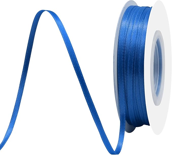 Royal Blue Satin Ribbon 1/8" X 50 Yards Solid Color Double Faced Ribbons Perfect for Crafts Wedding Decor Bow Making Arts Sewing and More