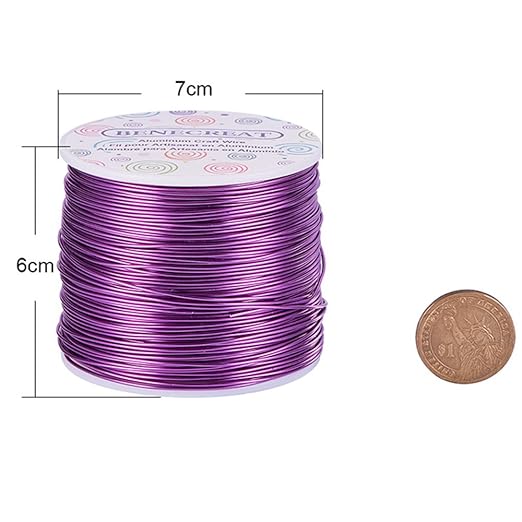 BENECREAT 18 Gauge Jewelry Craft Aluminum Wire 492 Feet Bendable Metal Sculpting Wire for Craft Floral Model Skeleton Making (Purple, 1mm)