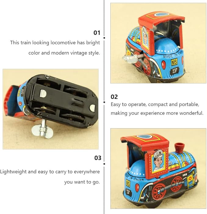 TOYANDONA Tin Locomotive Wind up Toys Windup Toys Train Wind- up Toy Wind up Toy Boat Motor Tin Toys Vintage Wind- up Kids Toys Mini Toys Kid Toy Wind-up Toy Tinplate Iron Sheet Clock Child