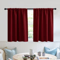 RYB HOME RV Curtains for Camper Windows - Soft Thermal Insulated Small Window Curtain Tiers for Cafe Kitchen Bedroom Basement Glass Door Window, W 42 x L 30 inches, Burgundy Red, 2 Panels